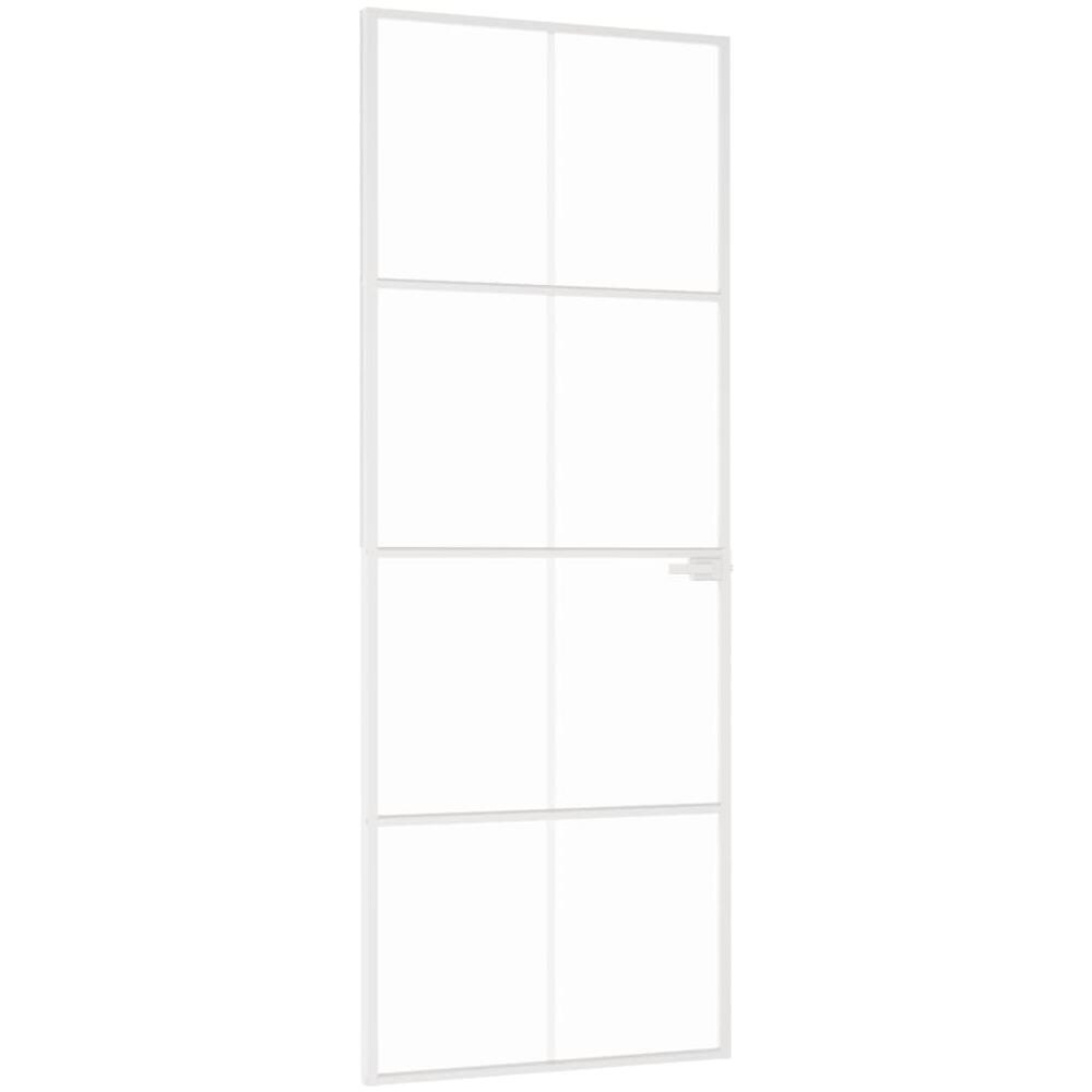 Porta Interna Bianca 76x201,5 Cm Vetro Temperato Alluminio Slim - Foto 2