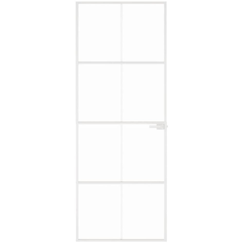 Porta Interna Bianca 76x201,5 Cm Vetro Temperato Alluminio Slim - Foto 3