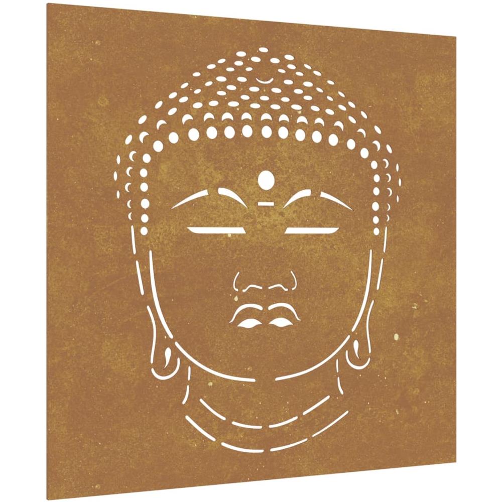 Decorazione Muro Giardino 55x55 Cm Testa Buddha Acciaio Corten - Foto 2