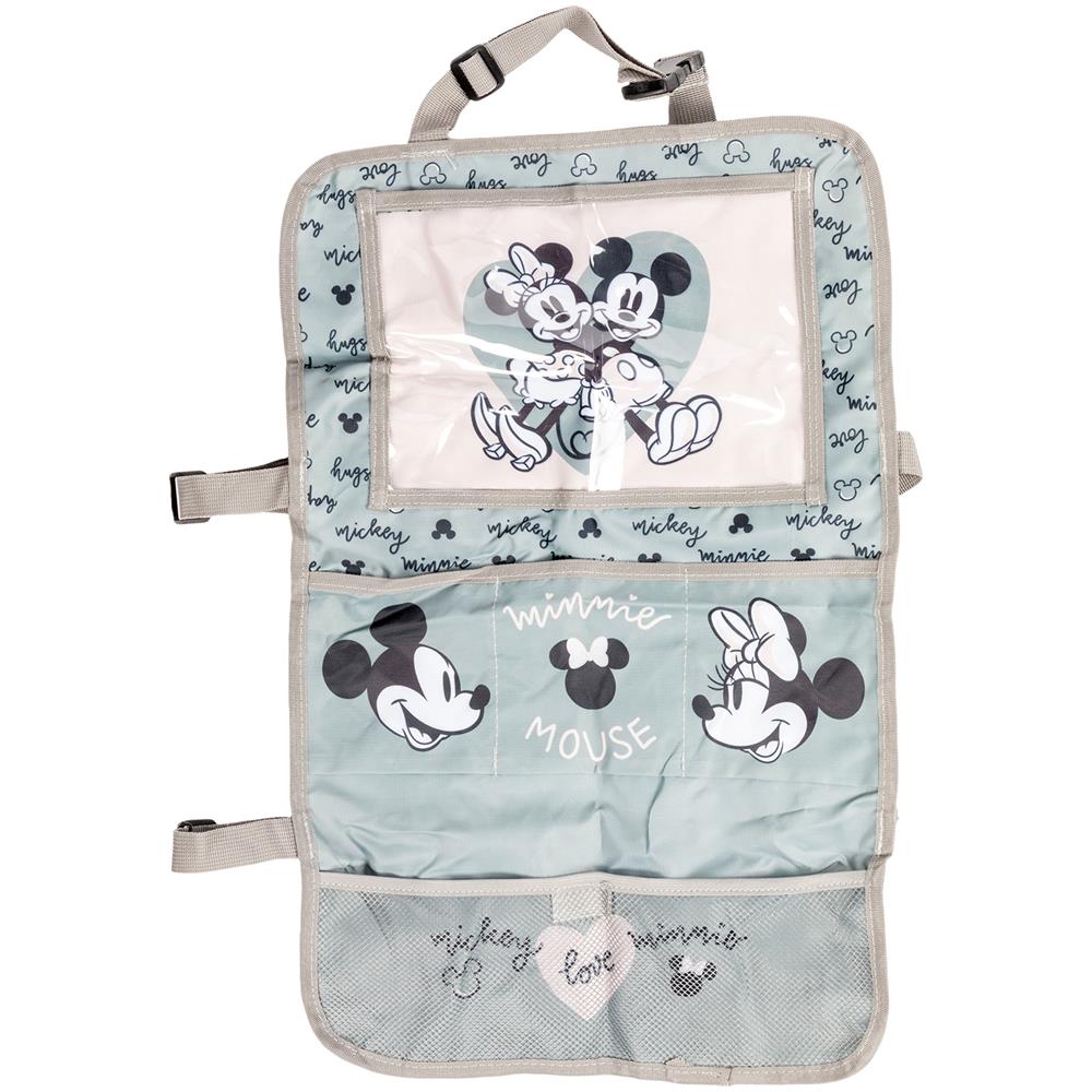 Disney Proteggisedile Portaoggetti Tablet Organizer Auto Per Bambini Di Colore Grigio E Rosa Con I Simpatici Topolini Minnie E Mickey Mouse - Foto 1