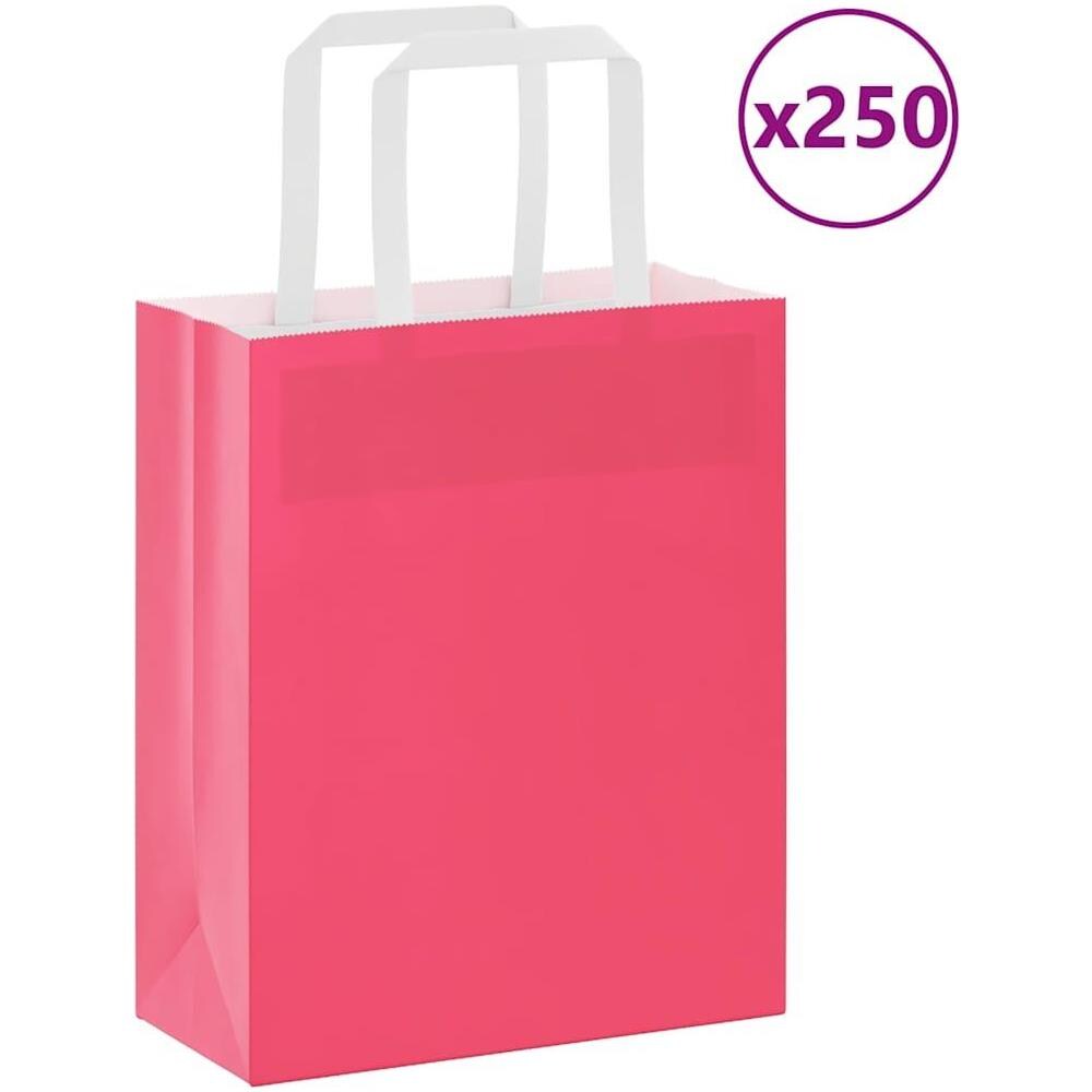 Sacchetti di Carta Kraft 250 pz con Manici Rosa 18x8x22 cm - Foto 1