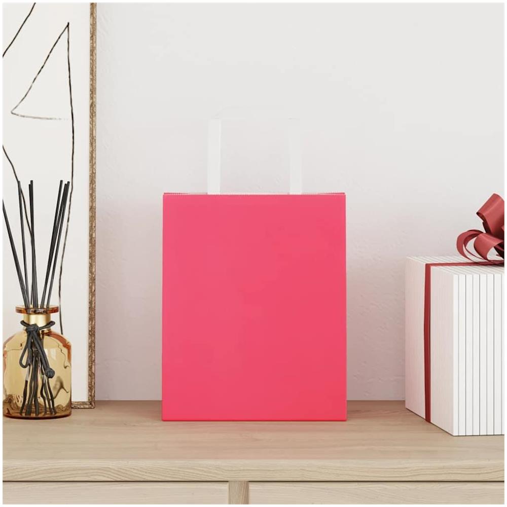 Sacchetti di Carta Kraft 250 pz con Manici Rosa 18x8x22 cm - Foto 2