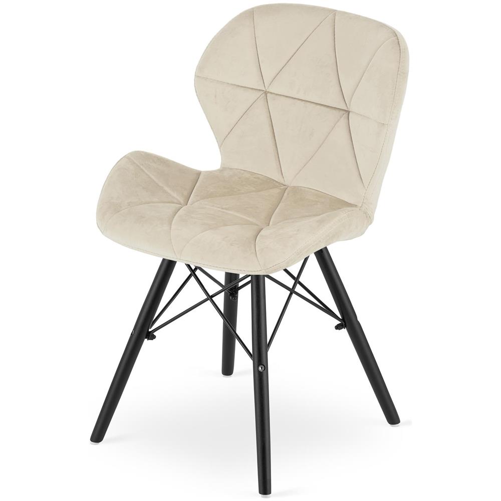 Sedia in velluto WAKO - Design moderno beige con gambe nere x 1 - Foto 6
