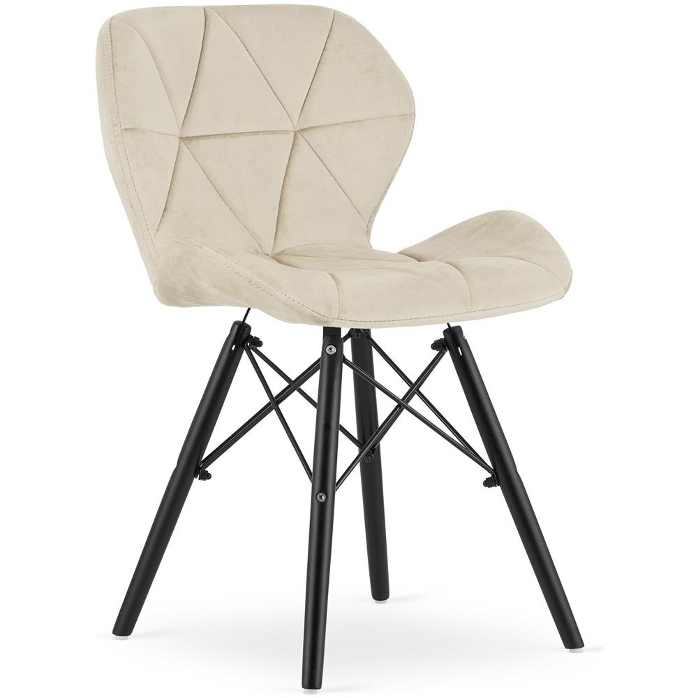 Sedia in velluto WAKO - Design moderno beige con gambe nere x 1 - Foto 1