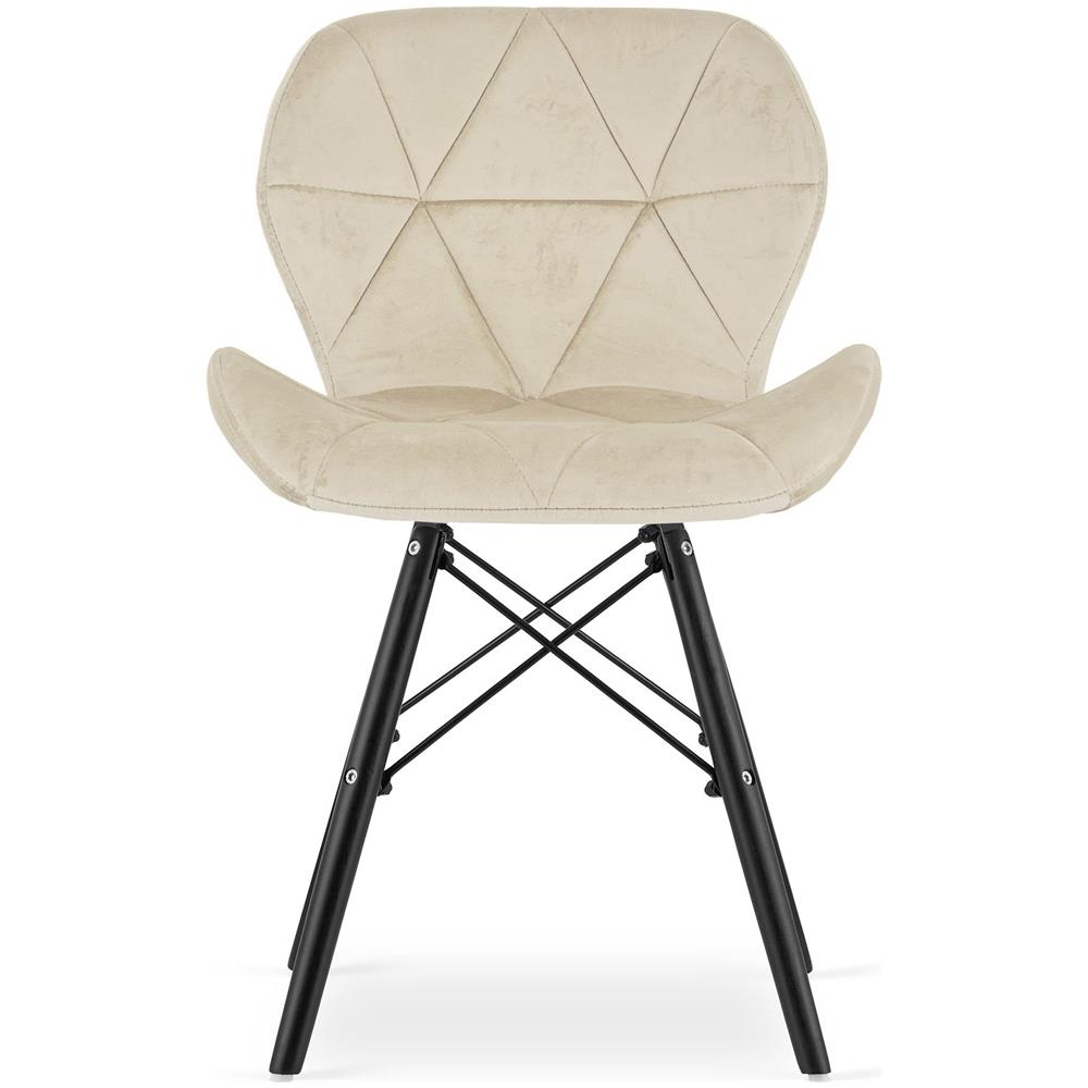 Sedia in velluto WAKO - Design moderno beige con gambe nere x 1 - Foto 2