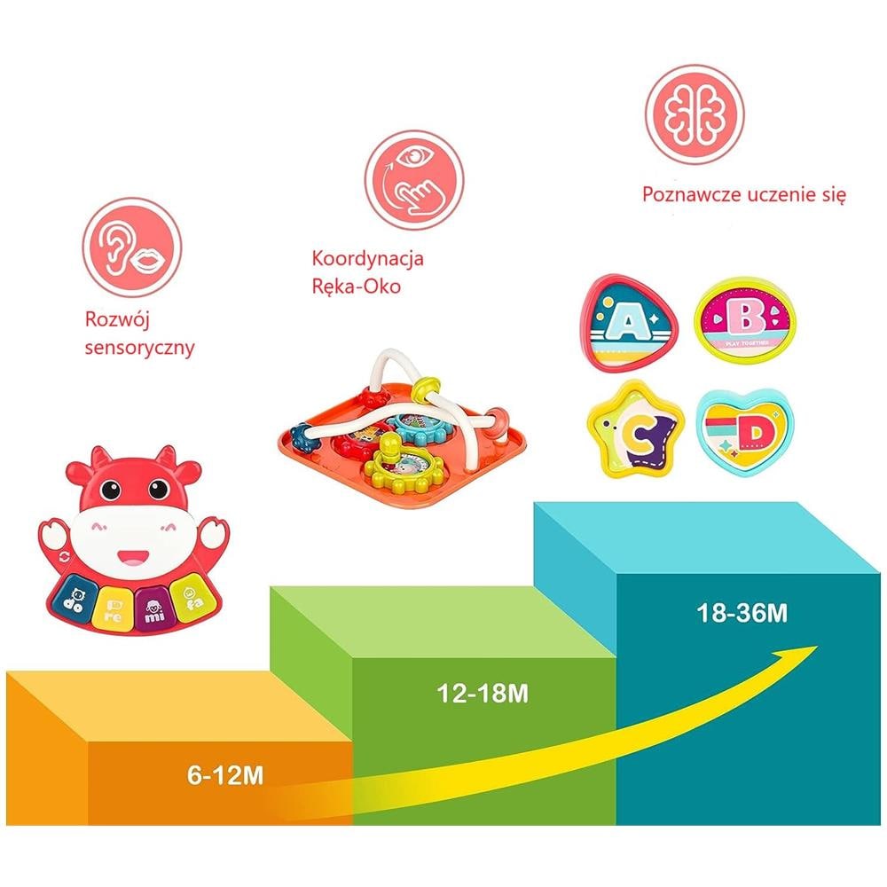 Cubo puzzle sorter blocchi educativi gioco sensoriale interattivo rosso - Foto 2
