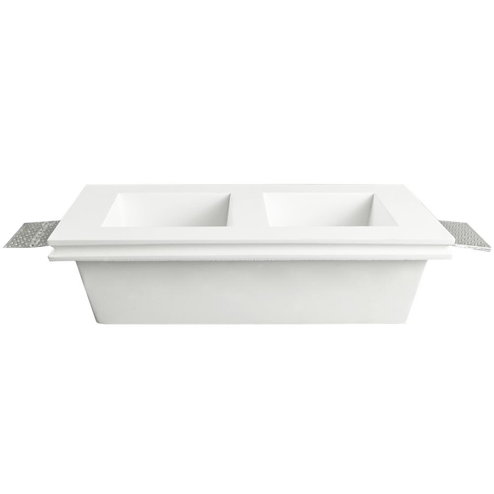 Porta Faretti Led Gu10 Incasso 2 Posti Rettangolare Gesso Bianco Vt-762 3648 - Foto 2