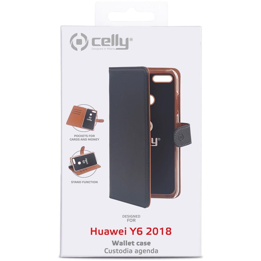 Flip Cover Custodia Wally per Y6 2018 colore Nero - Foto 1