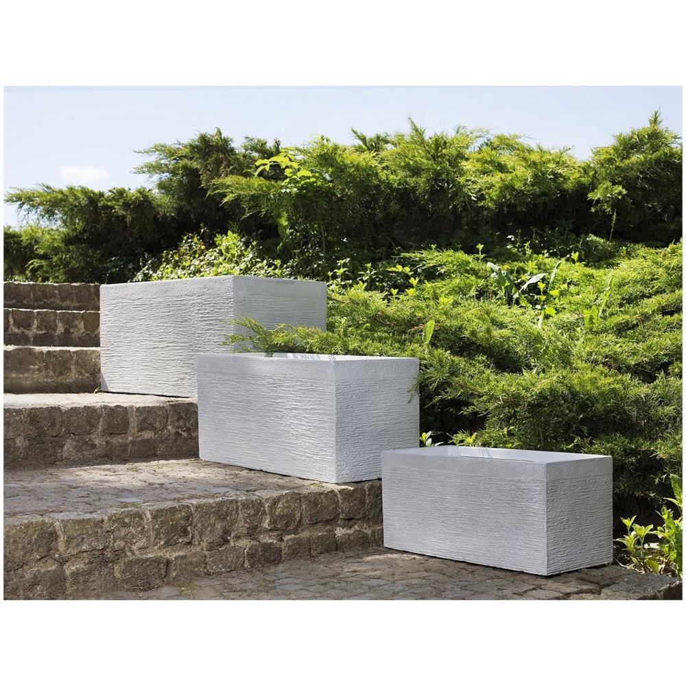 Vaso Rettangolare Bianco Da Esterno 50 X 23 X 24 Cm Myra - Foto 2