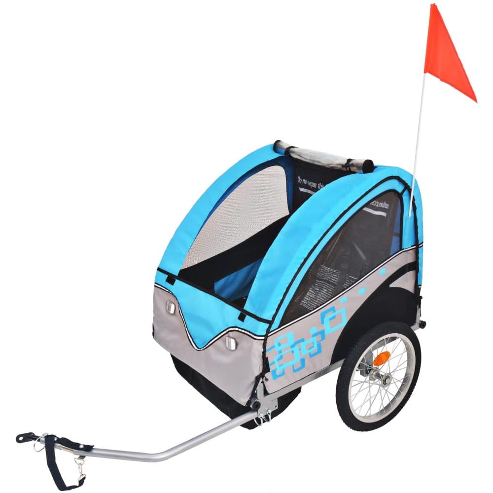 Rimorchio Da Bici Per Bambini Grigio E Blu 30 Kg - Foto 1