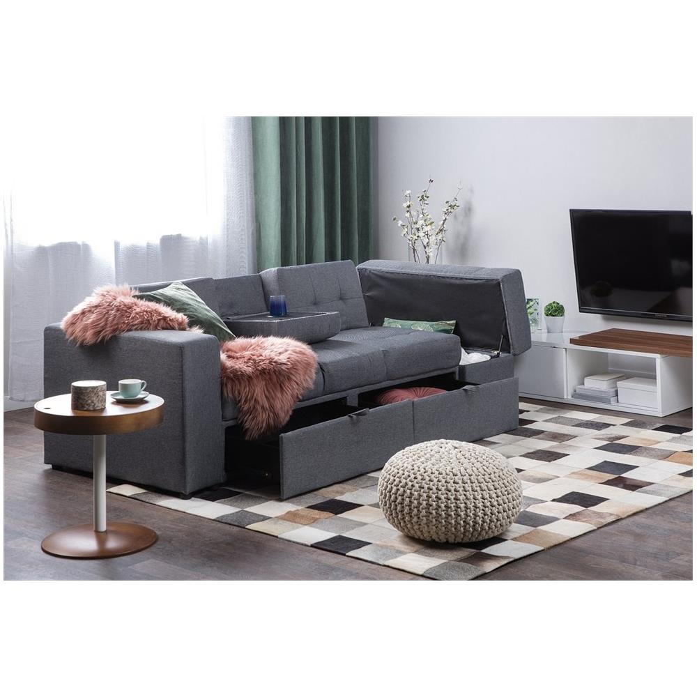 Divano Letto Grigio Scuro Con Cassetti E Ottomano Contenitore Falster - Foto 2