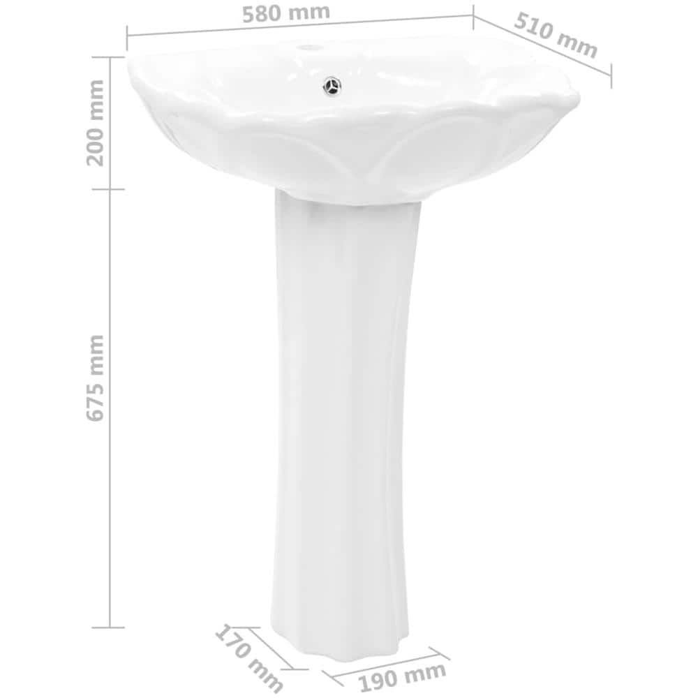 Lavandino A Colonna In Ceramica Bianca 580x510x200 Mm - Foto 7