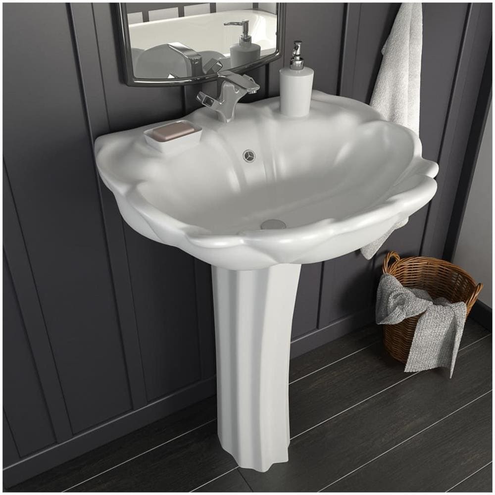 Lavandino A Colonna In Ceramica Bianca 580x510x200 Mm - Foto 1