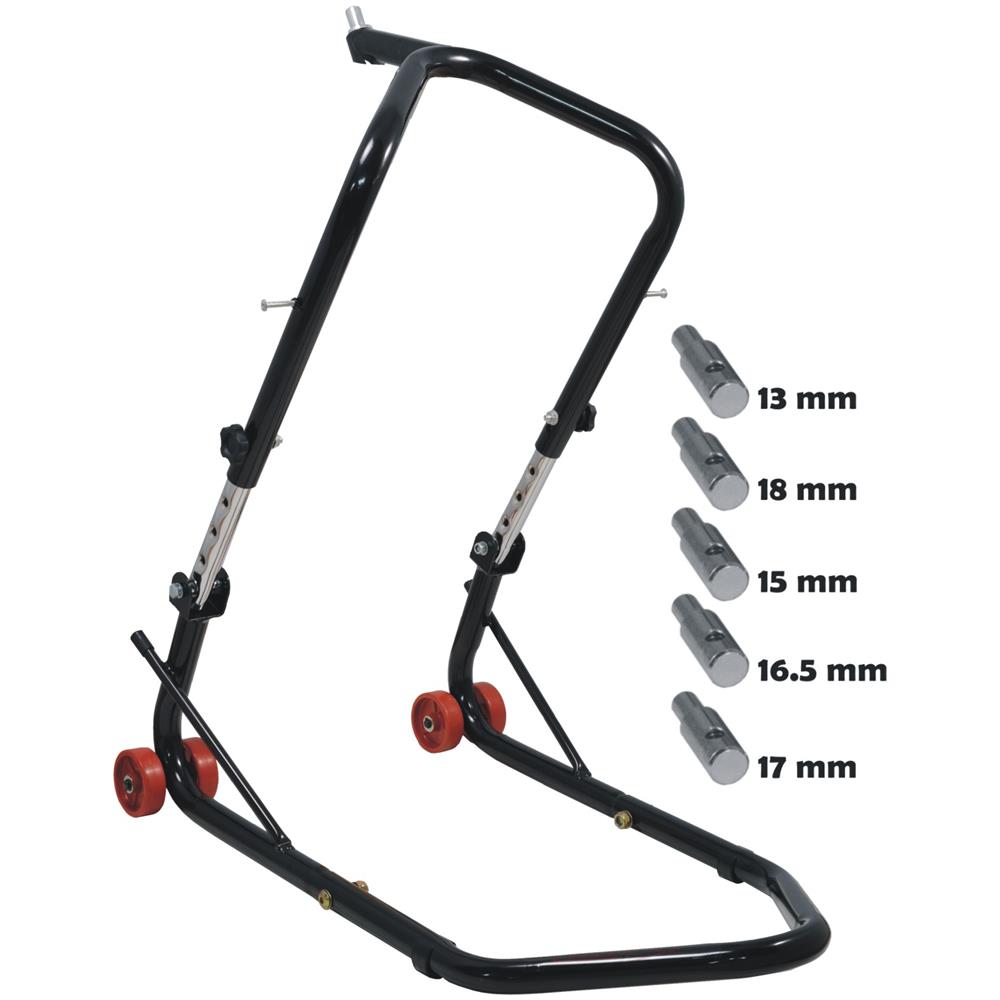 Cavalletto Alza Moto Anteriore Canotto Nero 4 Ruote 5 Perni Regolabile - Foto 1