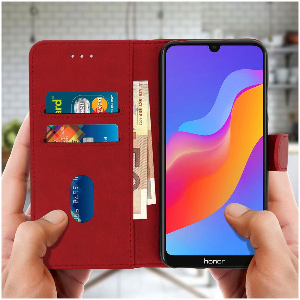 Custodia Honor 8a / Huawei Y6 2019 Portacarte Supporto Cover Silicone - Rosso - Foto 2