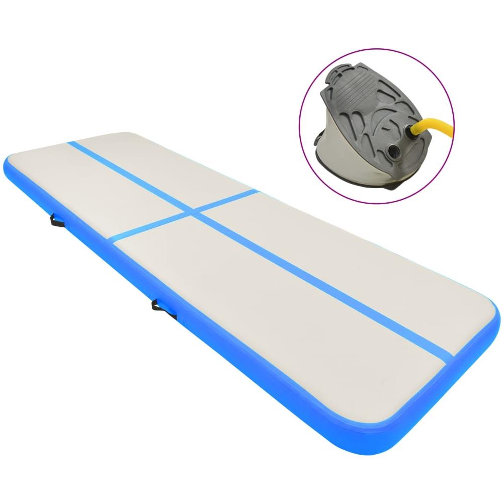 Tappetino Ginnastica Gonfiabile con Pompa 500x100x15cm PVC Blu - Foto 1
