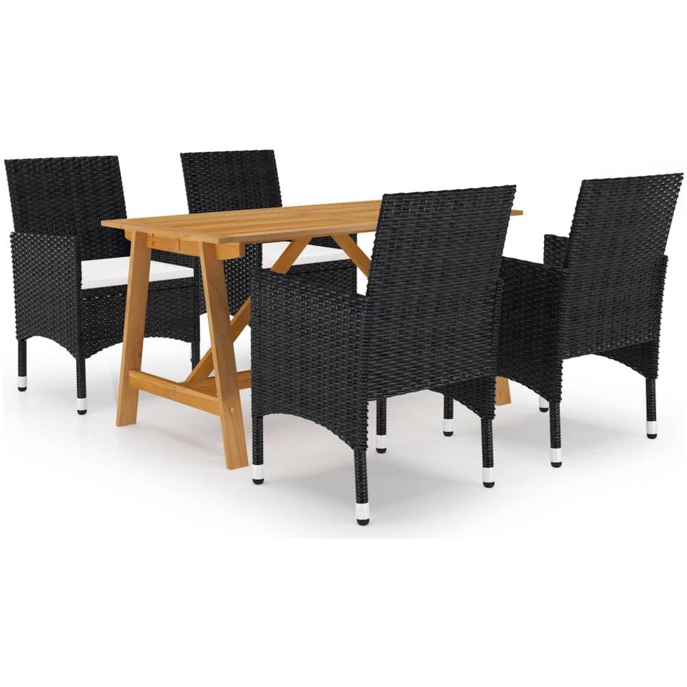 Set Mobili da Pranzo per Giardino 5 pz Nero - Foto 1