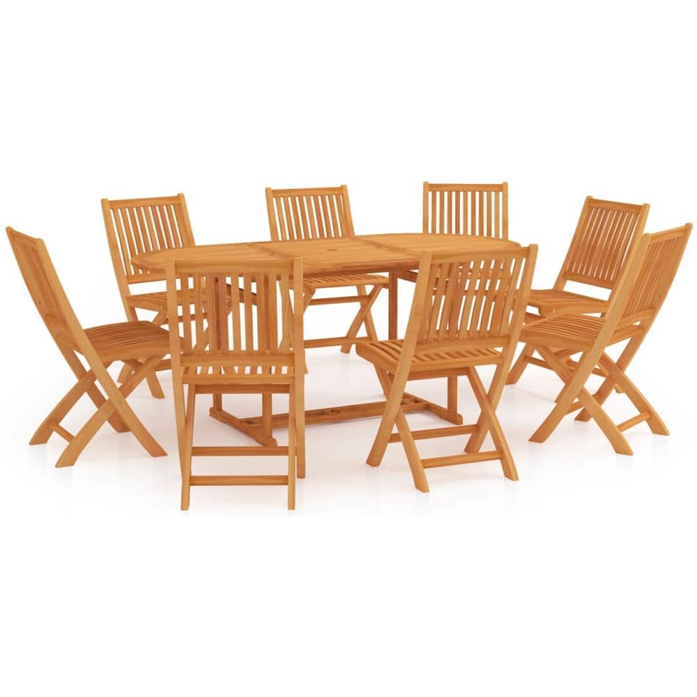 Set da Pranzo da Giardino 9 pz in Legno Massello di Teak - Foto 1