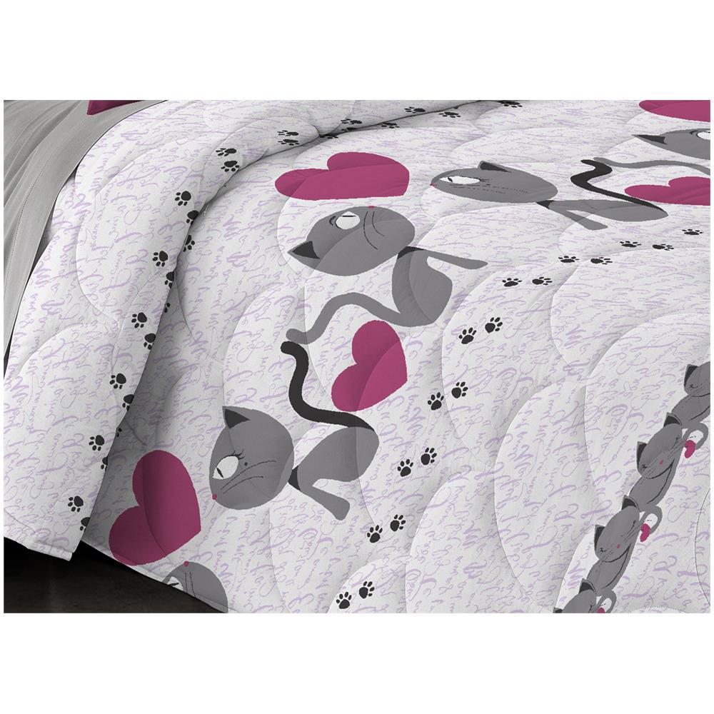 Trapuntino Piumino Estivo 100gr Linea Pensieri Delicati Disegno Gattini Singolo Rosa - Foto 2