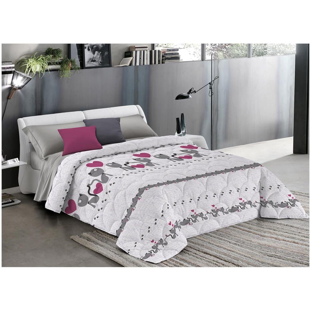 Trapuntino Piumino Estivo 100gr Linea Pensieri Delicati Disegno Gattini Singolo Rosa - Foto 1