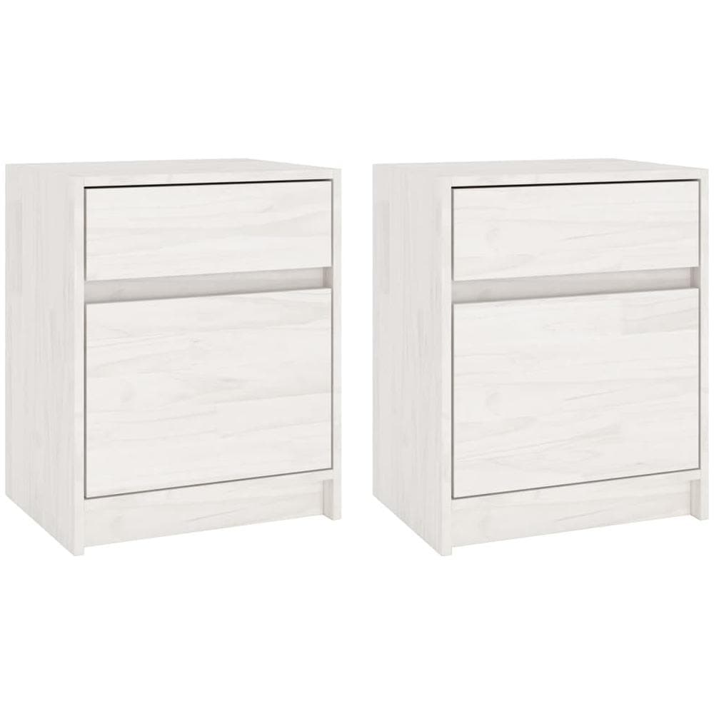 Comodini 2 Pz Bianchi 40x31x50 Cm In Legno Massello Di Pino - Foto 2