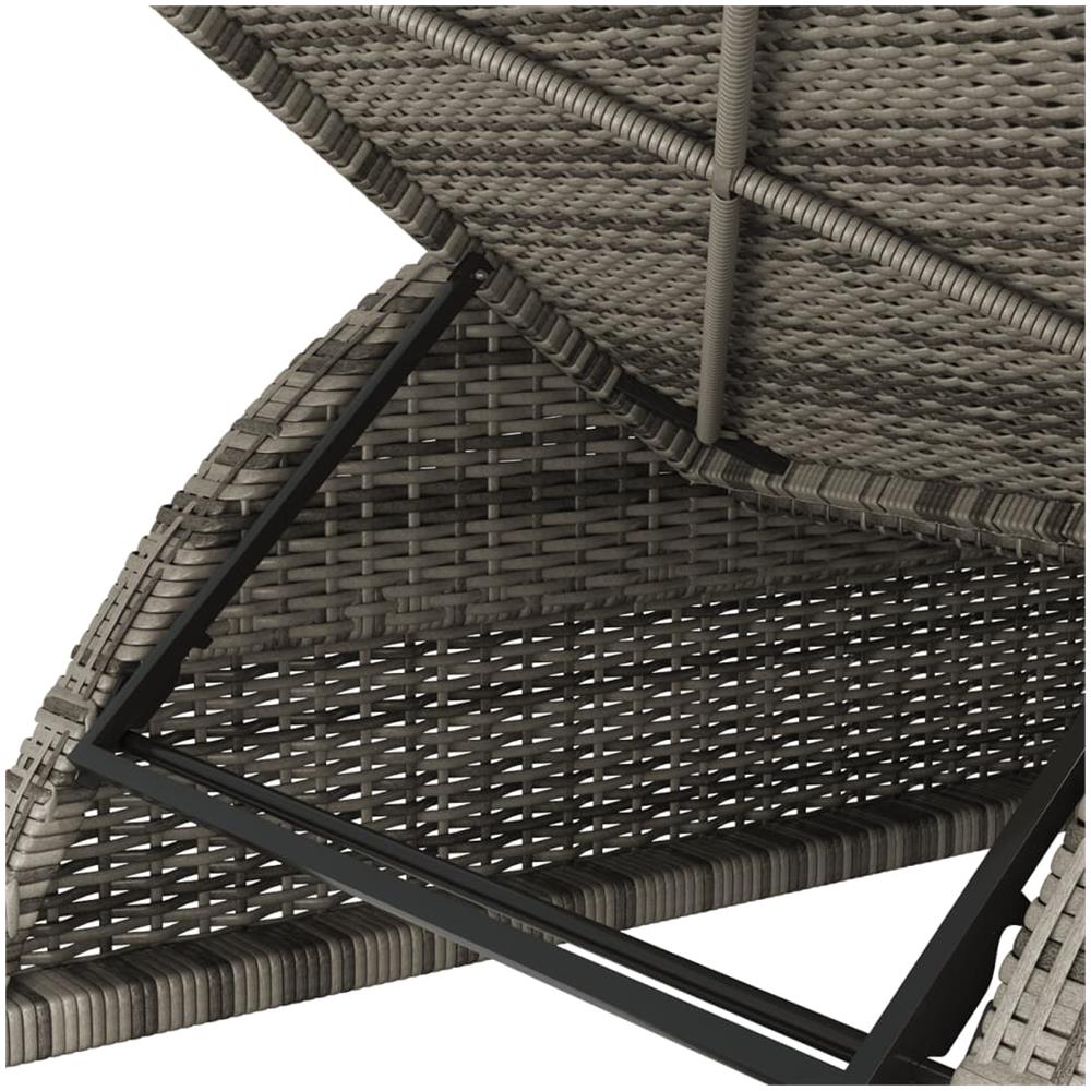 Lettino Prendisole Con Cuscino Grigio Scuro Polyrattan Grigio - Foto 1