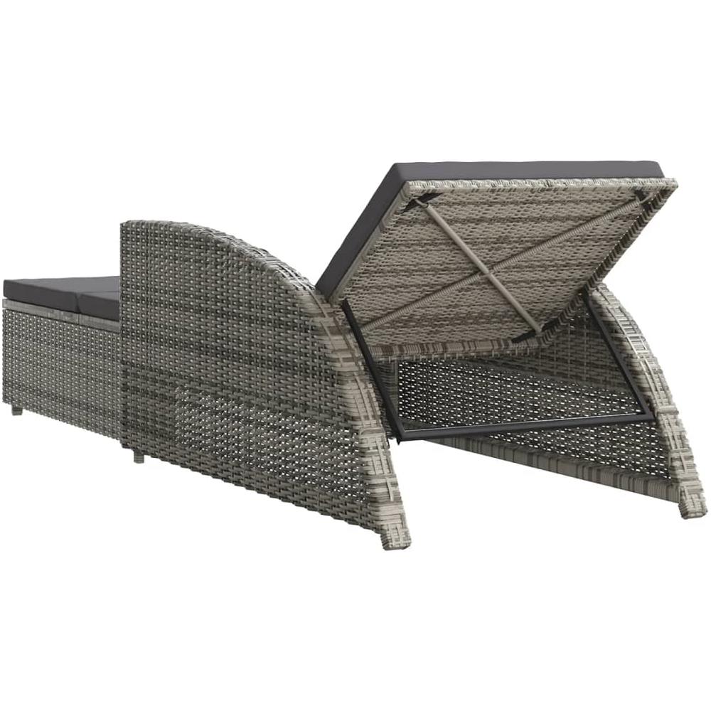 Lettino Prendisole Con Cuscino Grigio Scuro Polyrattan Grigio - Foto 2