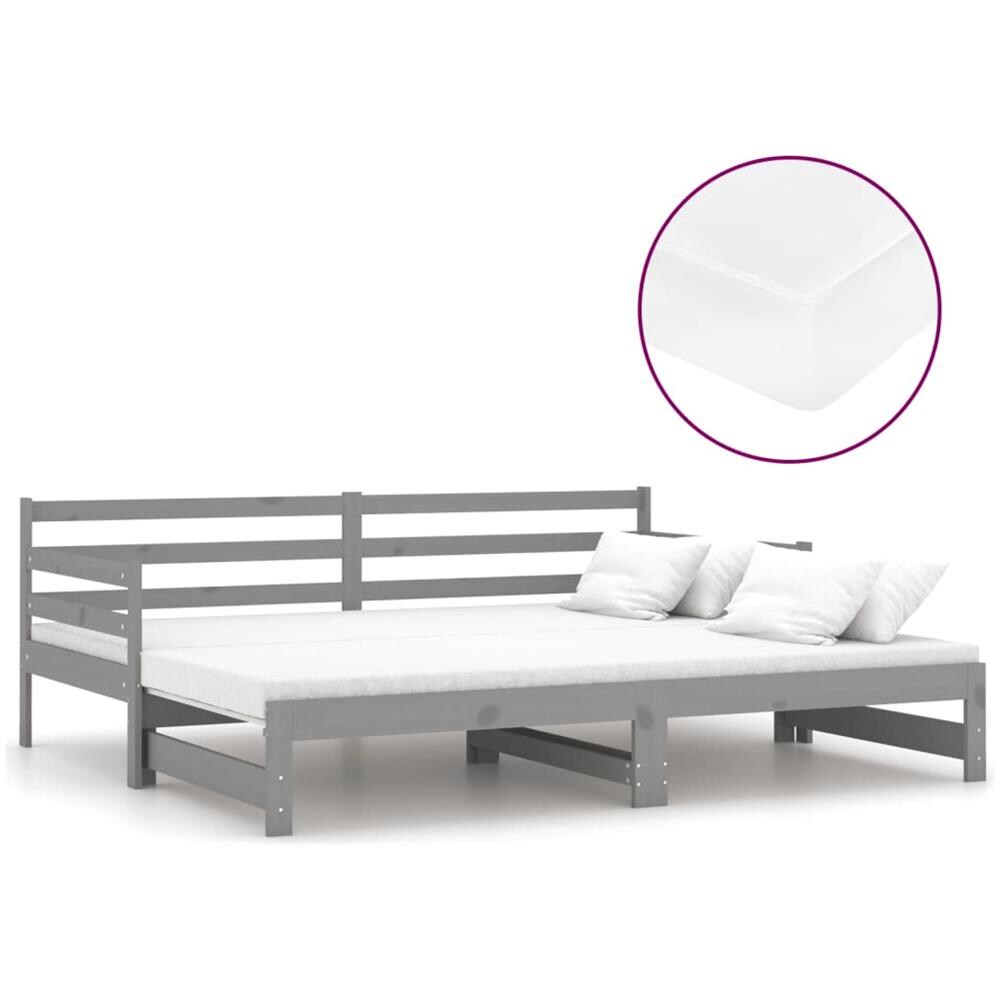 Dormeuse Estraibile 2x (90x200) Cm Grigia In Massello Di Pino - Foto 2