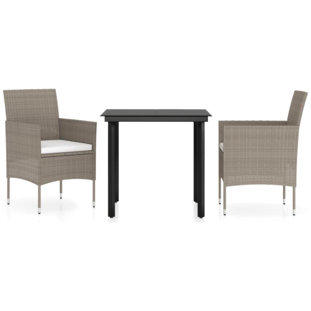 Set Da Pranzo Per Giardino 3 Pz Con Cuscini Grigio E Nero - Foto 2