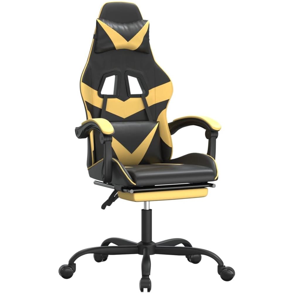 Sedia Da Gaming Con Poggiapiedi Nero E Oro In Similpelle - Foto 1