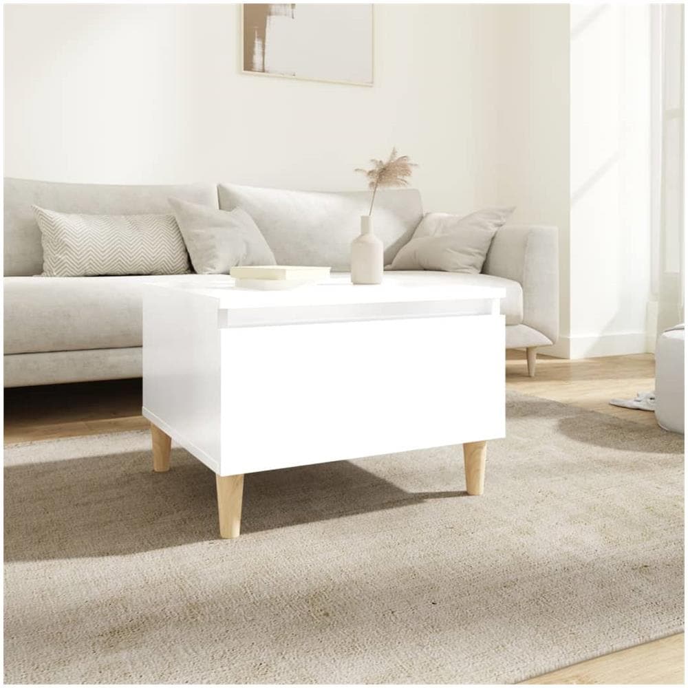 Tavolino Bianco Lucido 50x46x35 Cm In Legno Multistrato - Foto 1