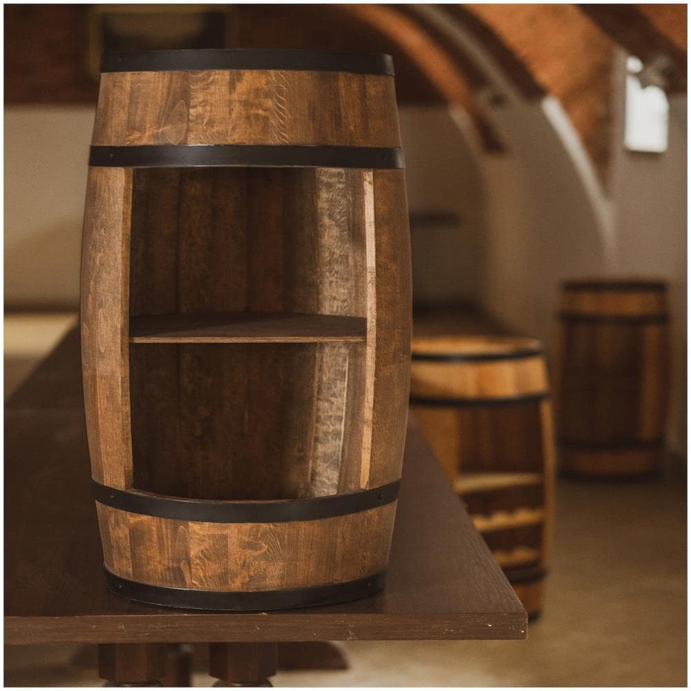 Botte In Legno, Armadietto Per Vino In Stile Retr? , Portabottiglie In Legno, Da 80 Cm Di Altezza, Elegante Decorazione Per Il Soggiorno, Tavolo E Portabottiglie (wenge) - Foto 3