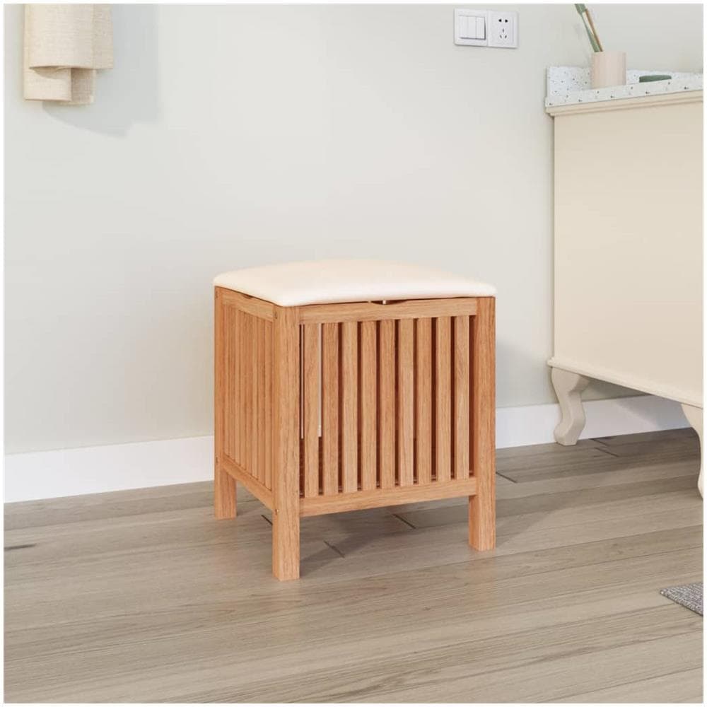 Sgabello Da Bagno 40,5x40x52 Cm In Legno Massello Di Noce - Foto 1