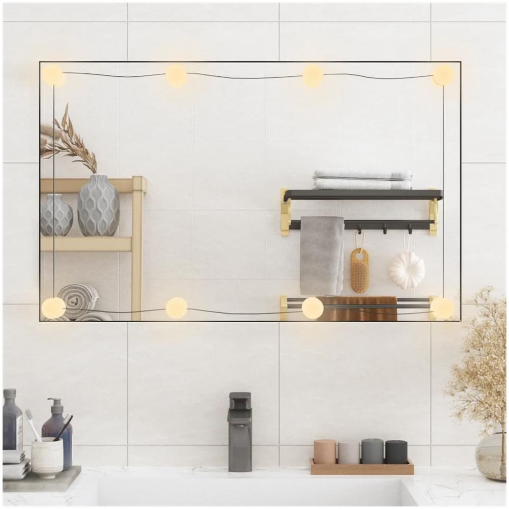 Specchio Da Parete Con Luci Led 50x80 Cm Vetro Rettangolare - Foto 3