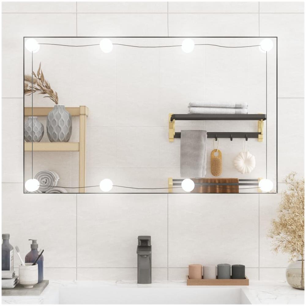 Specchio Da Parete Con Luci Led 50x80 Cm Vetro Rettangolare - Foto 1