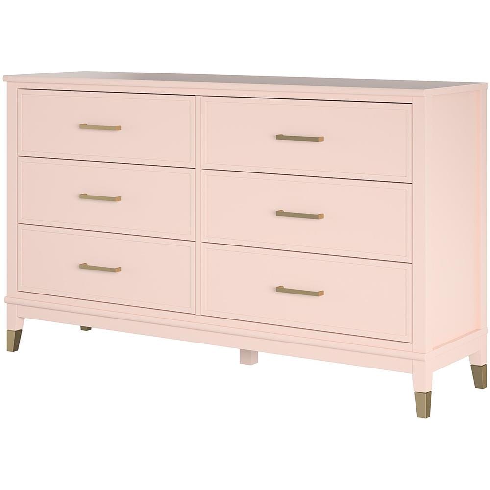 Westerleigh Comò Con 6 Cassetti In Mdf Rosa - Foto 1