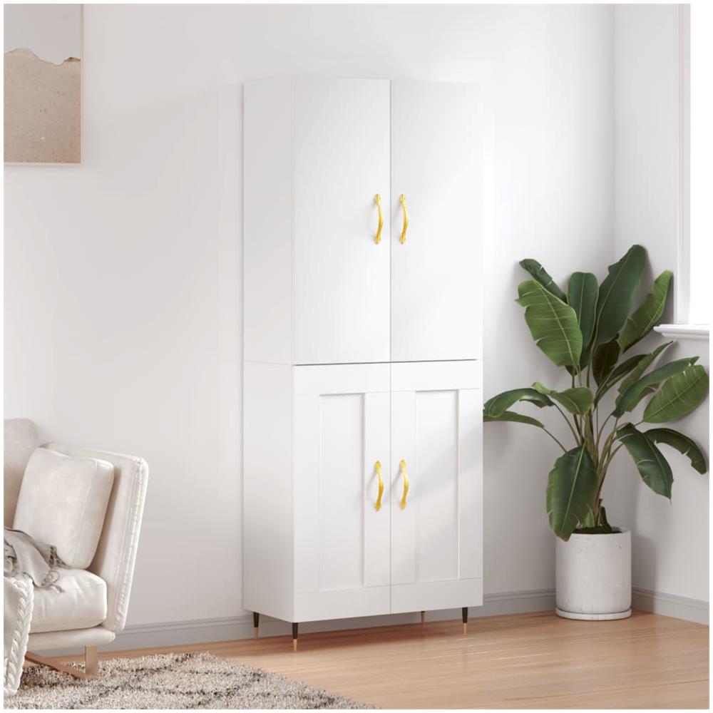 Credenza Bianca 69,5x34x180 Cm In Legno Multistrato - Foto 1