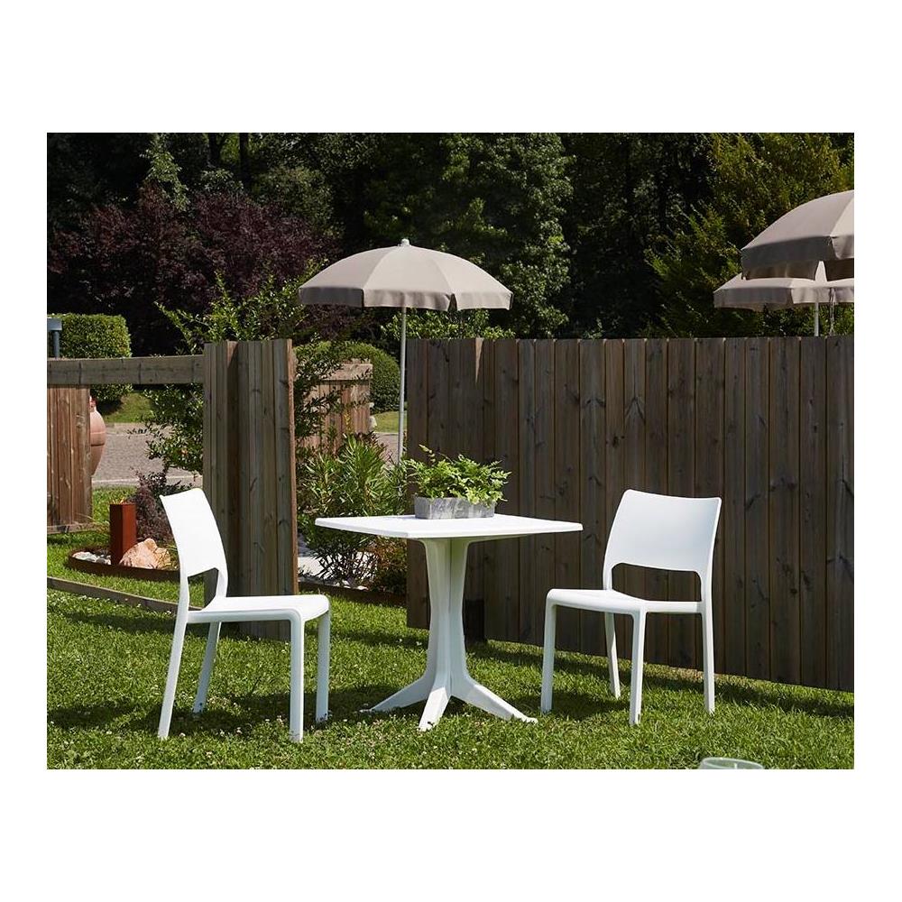 Tavolo Da Esterno Trani, Tavolo Quadrato Fisso, Tavolino Da Giardino Multiuso, 100% Made In Italy, 70x70h72 Cm, Bianco - Foto 2