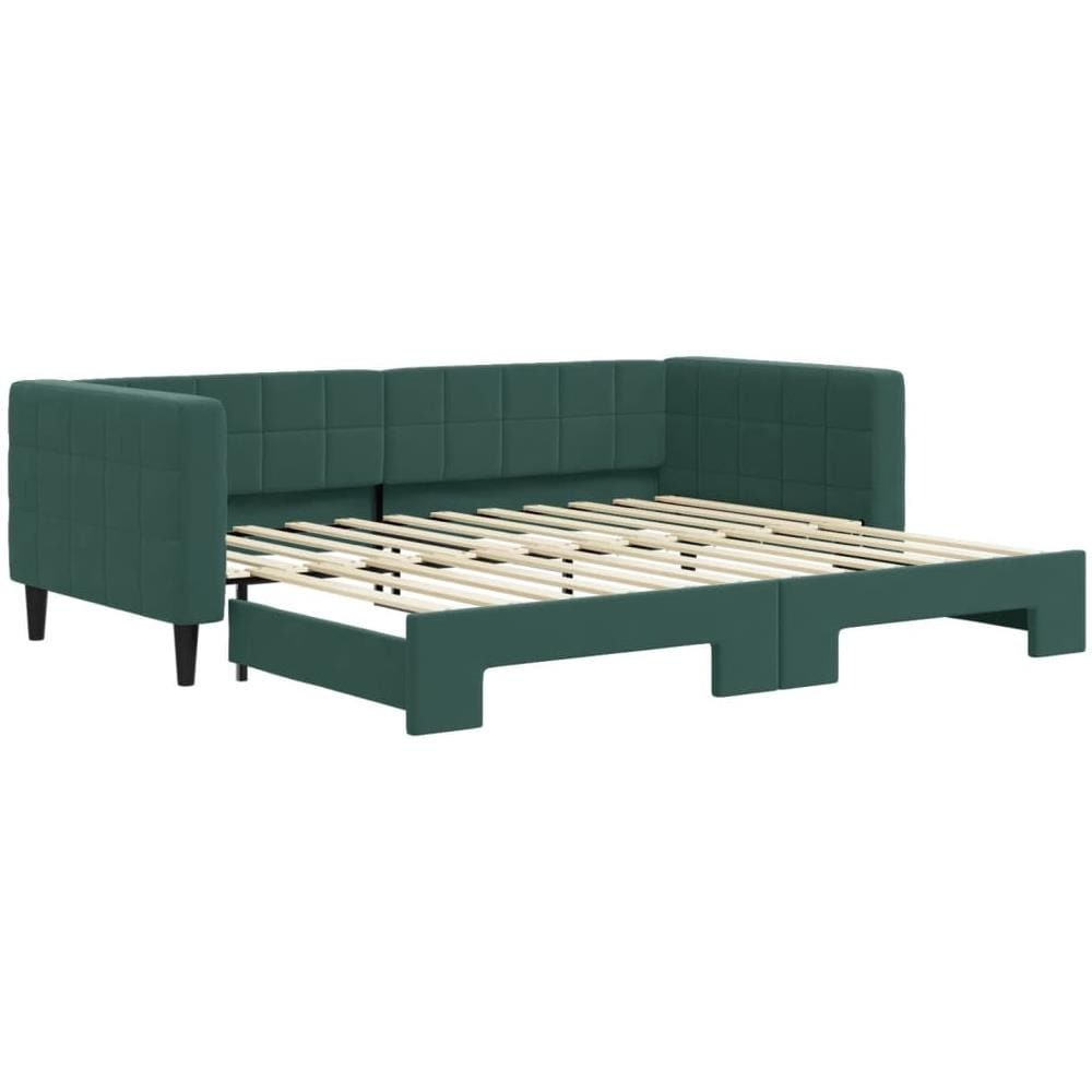 Divano Letto Con Letto Estraibile Verde Scuro 90x200cm Velluto - Foto 2