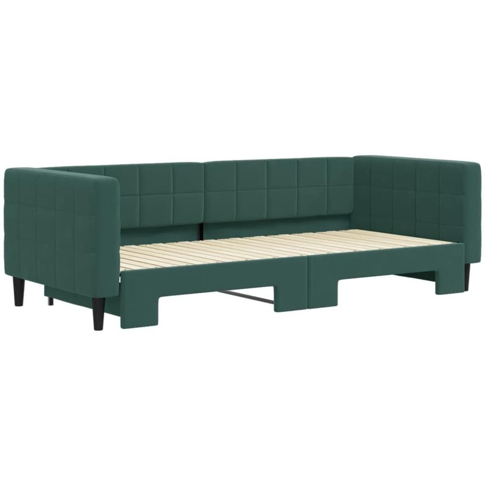 Divano Letto Con Letto Estraibile Verde Scuro 90x200cm Velluto - Foto 3
