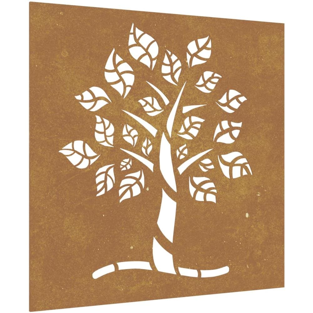 Decorazione Muro Da Giardino 55x55 Cm Albero In Acciaio Corten - Foto 2