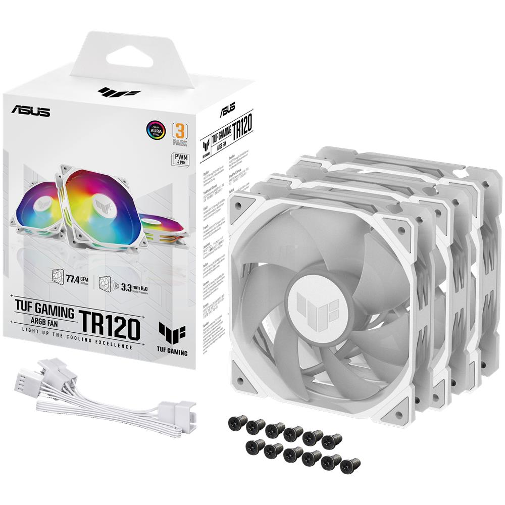 TUF GAMING TR120 ARGB 3IN1 White Case Per Computer Raffreddatore d'Aria 12 cm Bianco - Foto 11