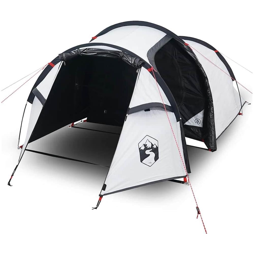 Tenda Campeggio a Tunnel 2 Persone Bianca Tessuto Impermeabile - Foto 1