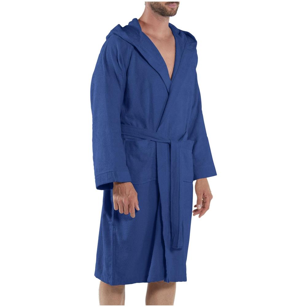 Accappatoio Con Cappuccio Spugnissima Microspugna In Cotone Colore Blu Misura Lxl - Foto 3