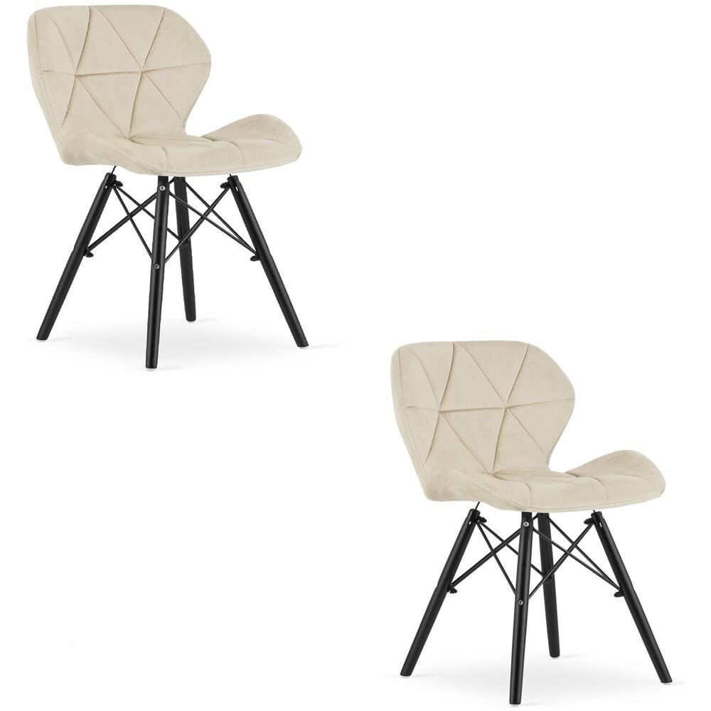 Sedia WAKO in velluto - Beige con gambe nere x2 - Foto 1