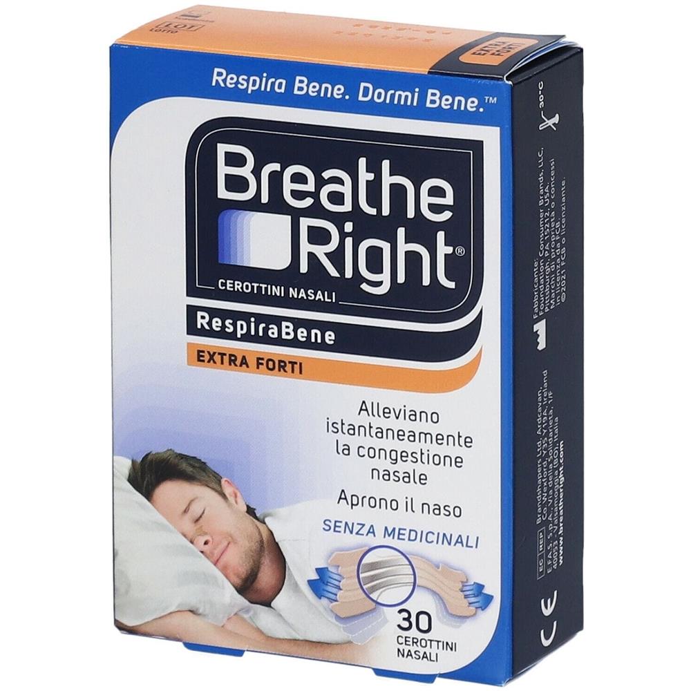 Cerotti Nasali Breathe Right Extra Forte 30 Pezzi - Foto 1