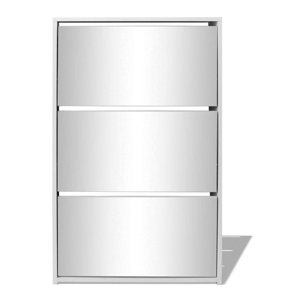 Scarpiera con 3 Ripiani e Specchio Bianco 63x17x102,5 cm - Foto 2