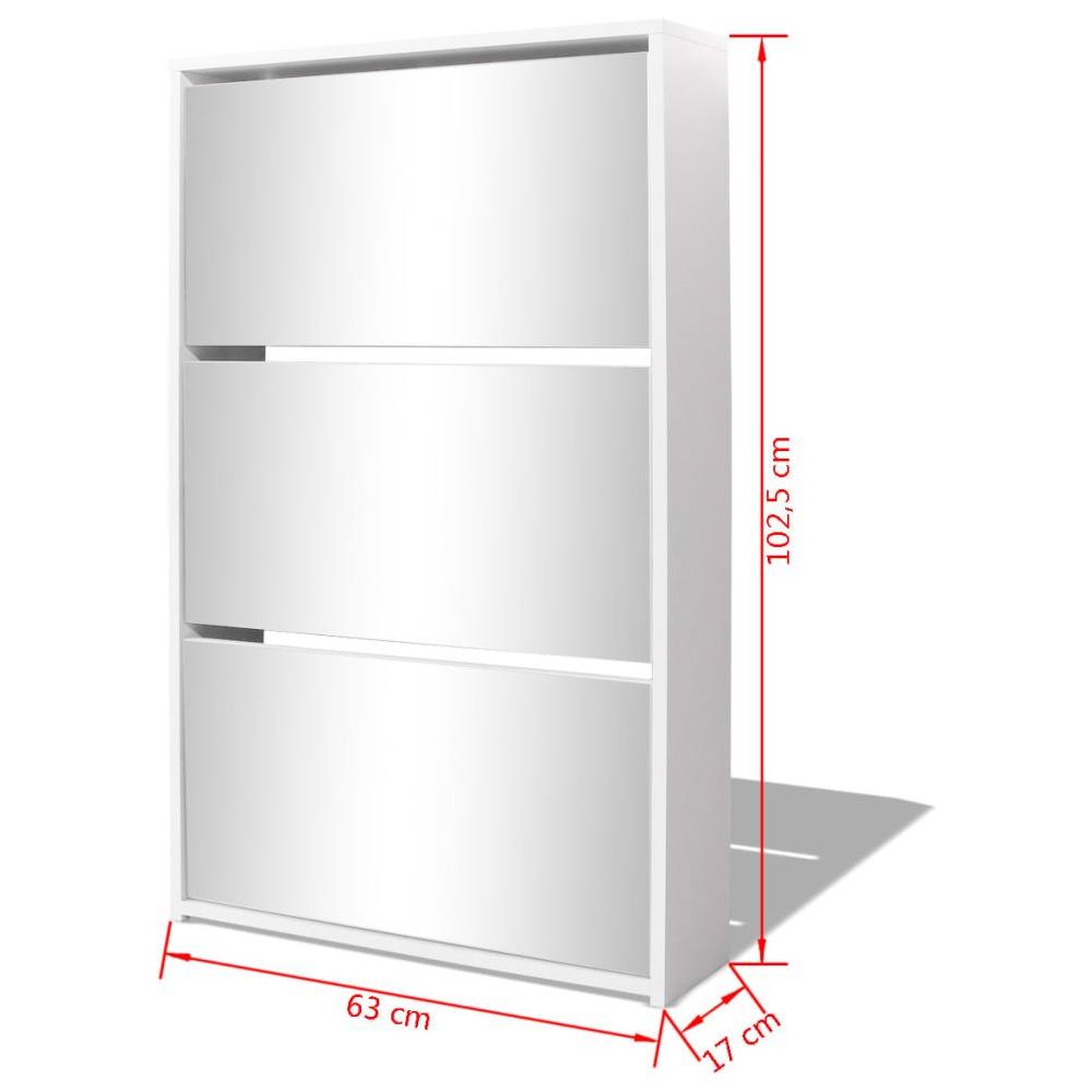 Scarpiera con 3 Ripiani e Specchio Bianco 63x17x102,5 cm - Foto 4