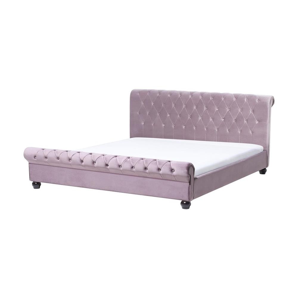 Letto Matrimoniale In Velluto Rosa In Stile Chesterfield 180x200cm Avallon - Foto 1