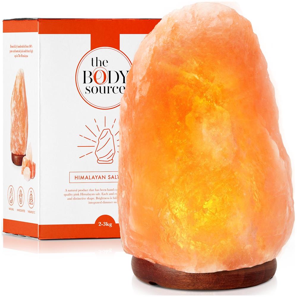 Lampada Di Sale Himalayano (3-5 Kg) Con Varialuce, Completamente Naturale E Realizzata A Mano Con Base In Legno - Foto 2